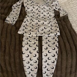 Marine Serre Kids Pajama Set - Black and White Moon Design
